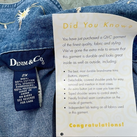 Denim & Co NWT Embroidered Denim Shirt Jacket - Picture 11 of 11